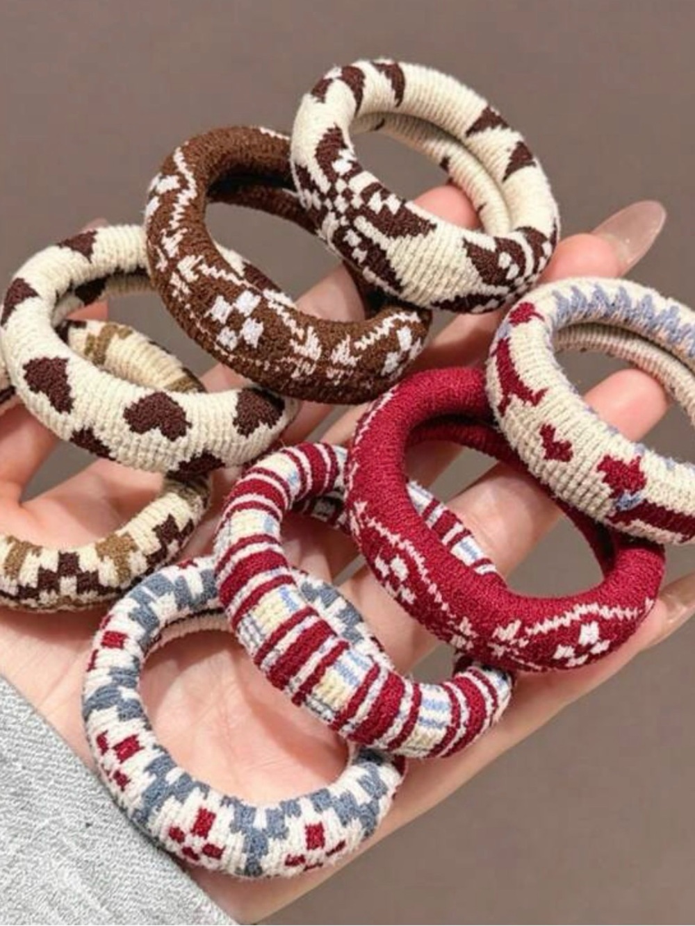 SET OF 3 Assorted Knit Pattern Hair Ties - Picture 7 of 7